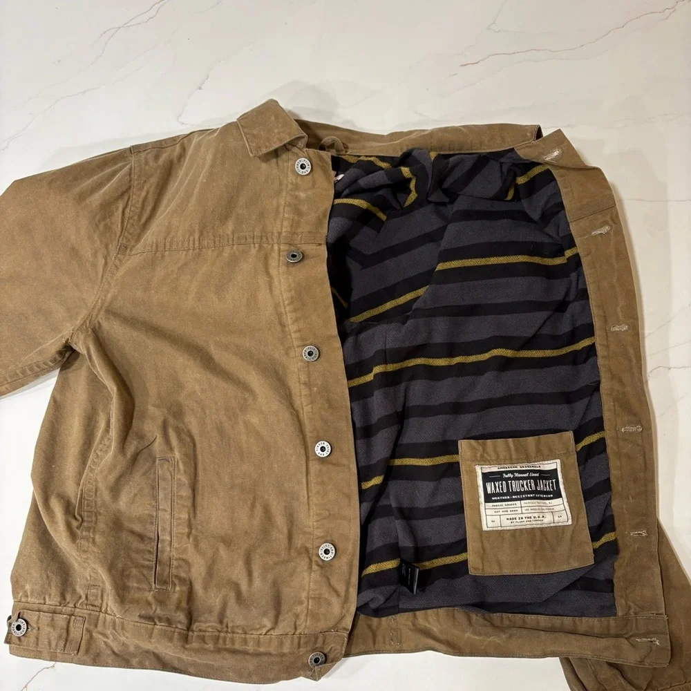 Huckberry Brown Shirt Jacket with Striped Interior - Picture 7 of 7